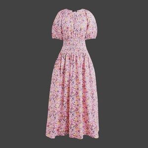 NWT J. Crew ‘Puff-Sleeve Smocked-Waist Midi Dress’ in “Floral Fields” Size SP